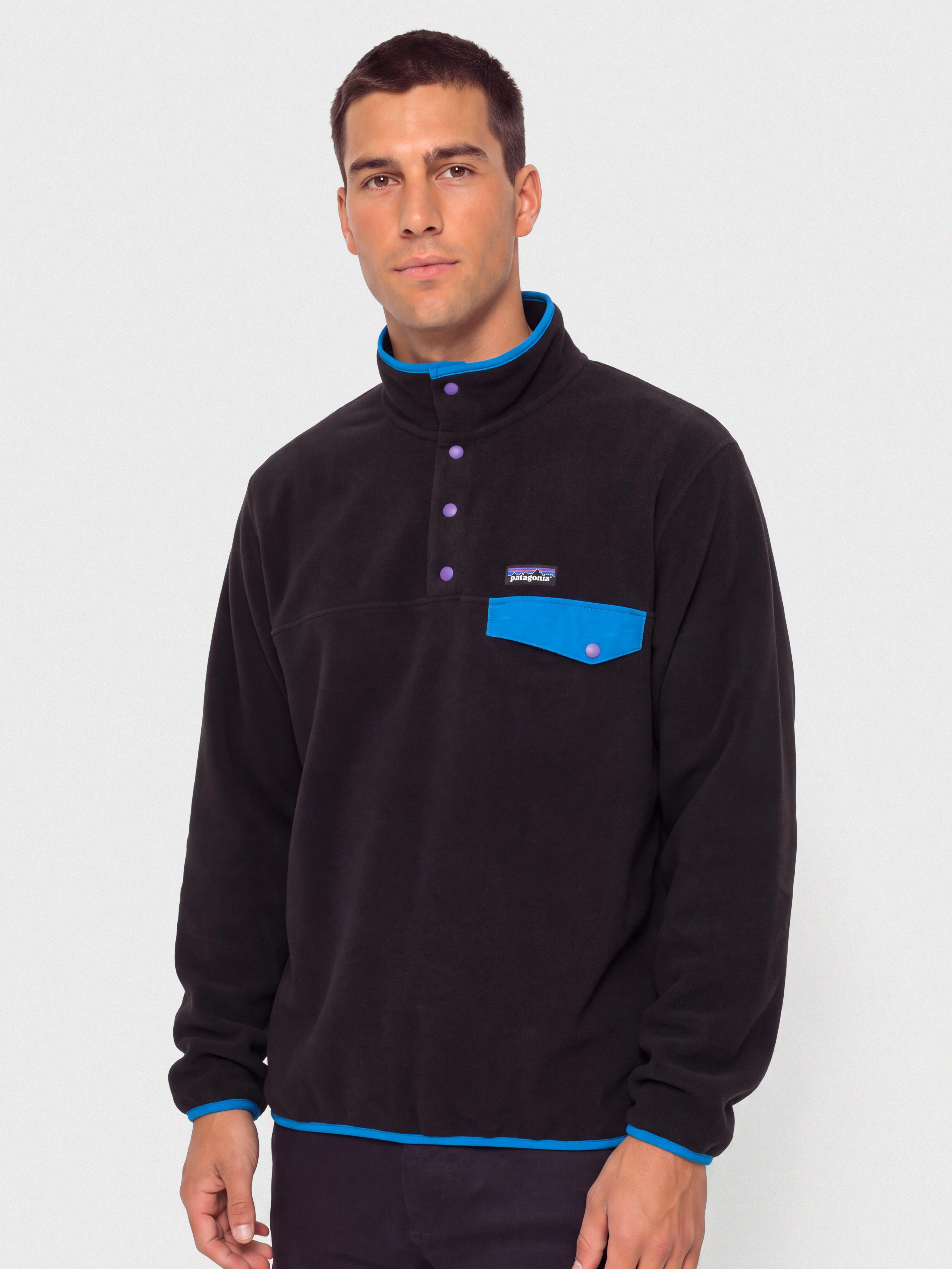 Flu00edsovu00e1 mikina Patagonia LW Synch Snap T (black w/p6 blue)