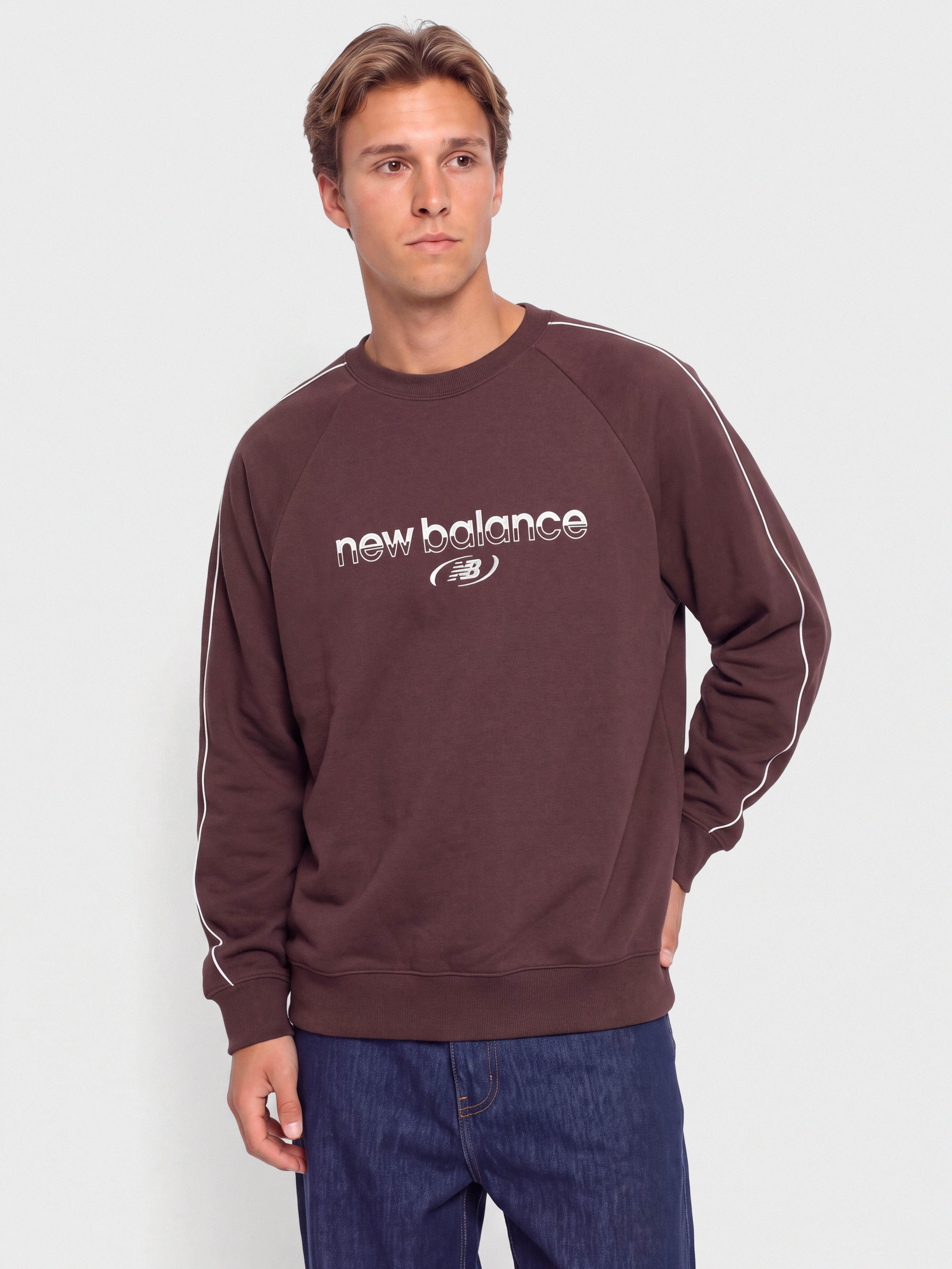 Mikina New Balance Trackside French Terry (cherry leather)