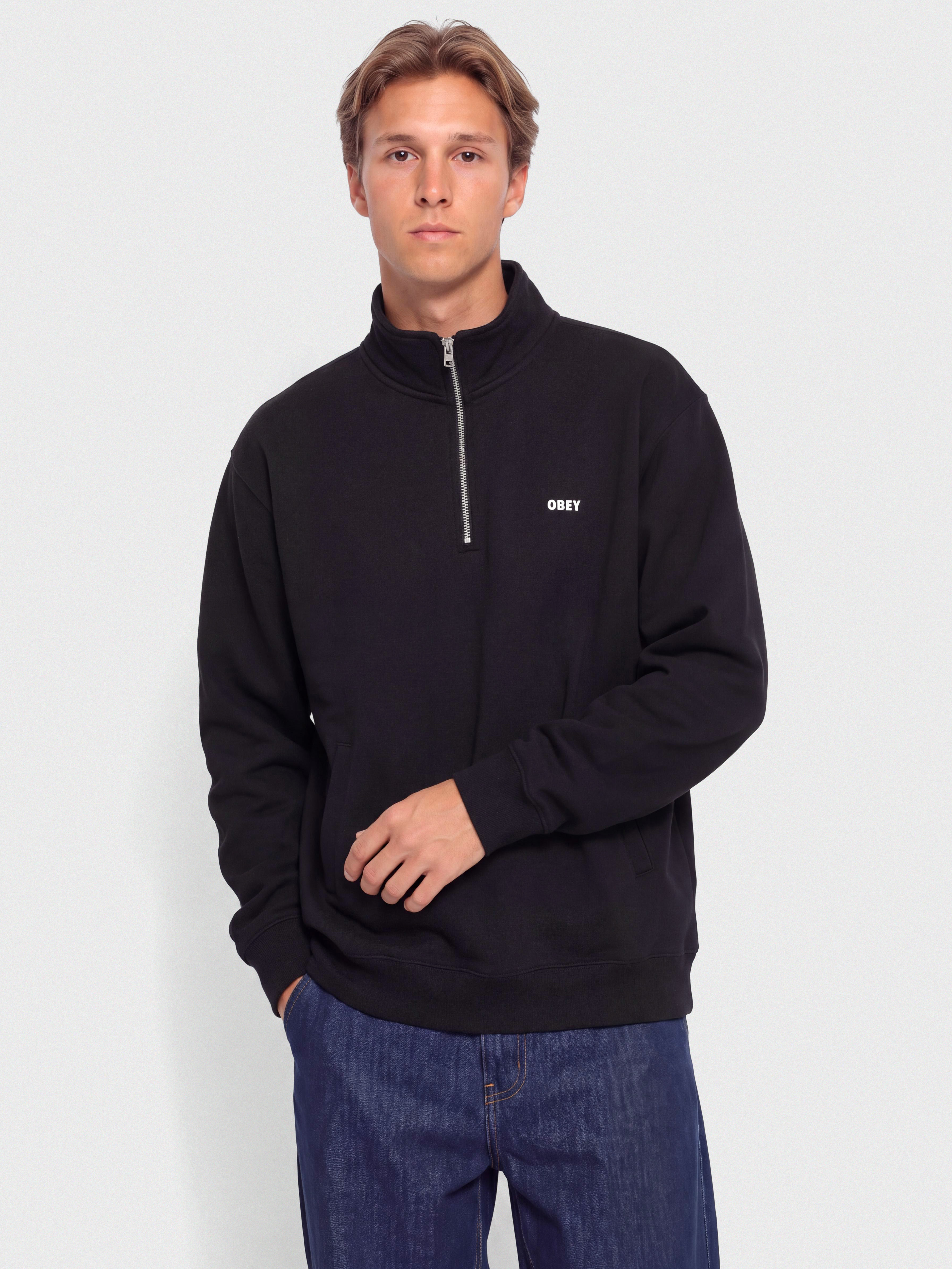 Mikina OBEY Established Works Bold Mockneck (black)