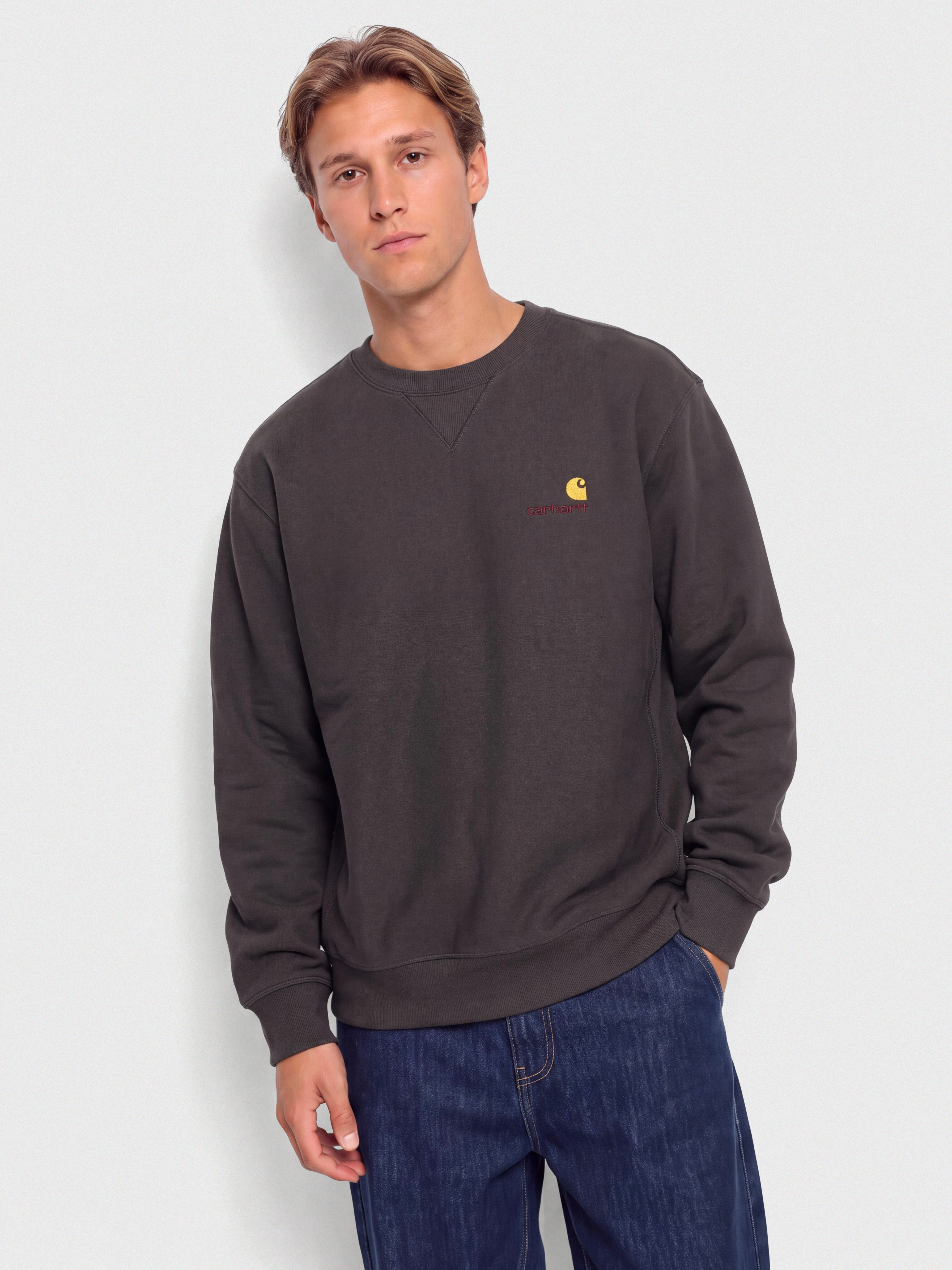 Mikina Carhartt WIP American Script (graphite)