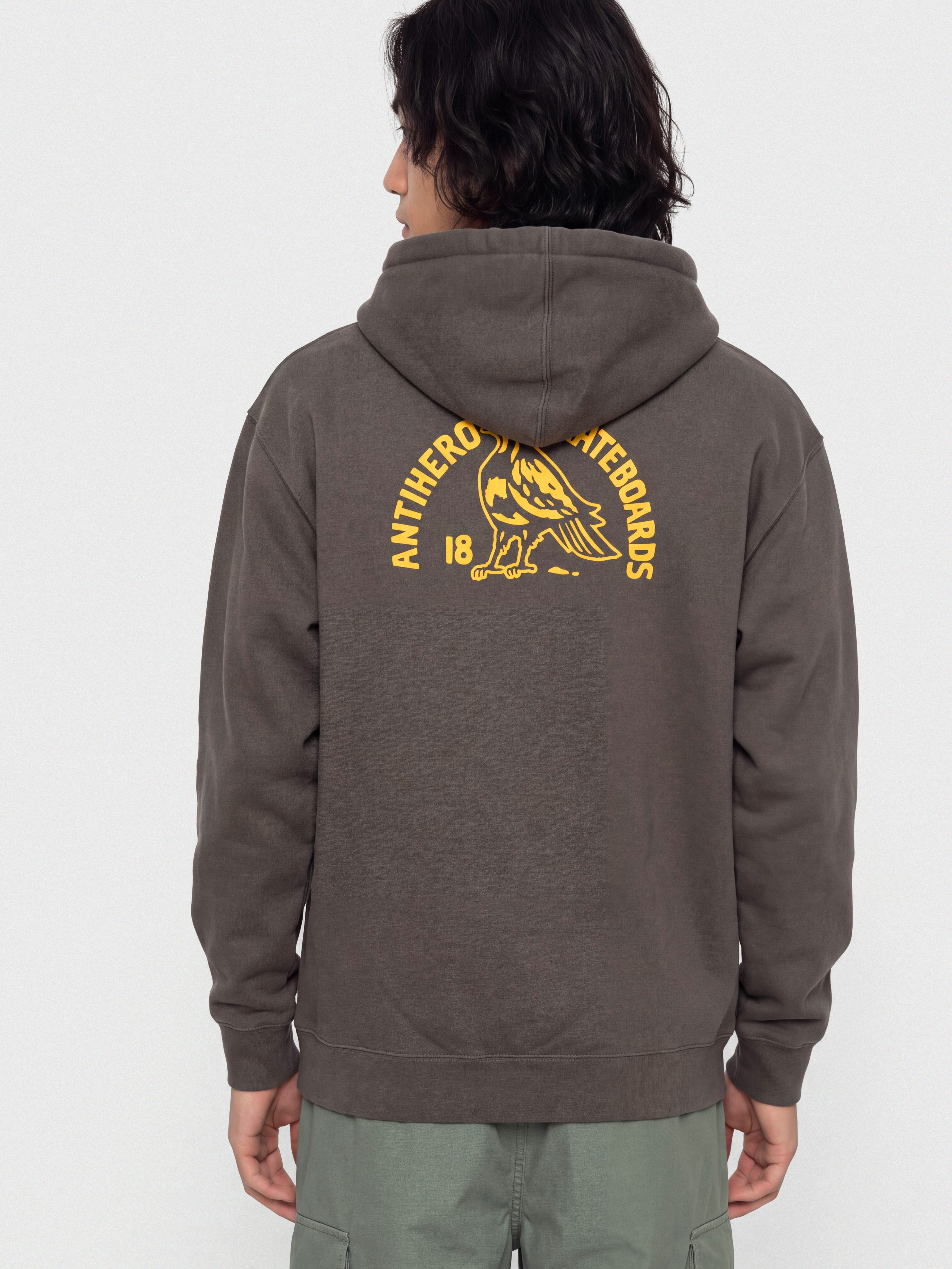 Mikina s kapucňou Antihero Clubhouse HD (charcoal solid w/yellow prints)
