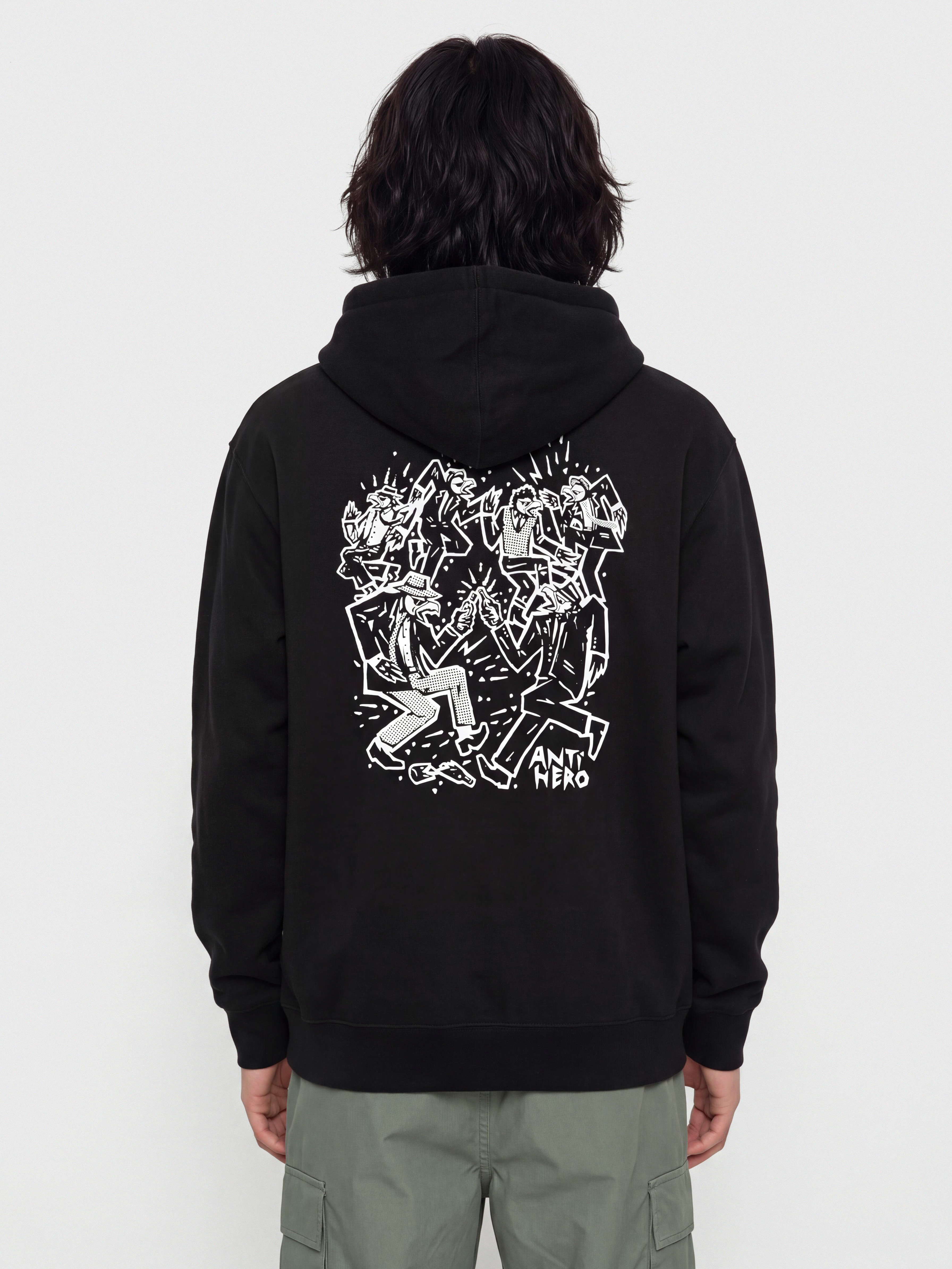 Mikina s kapucňou Antihero Ruder Bwoys HD (black w/white print)