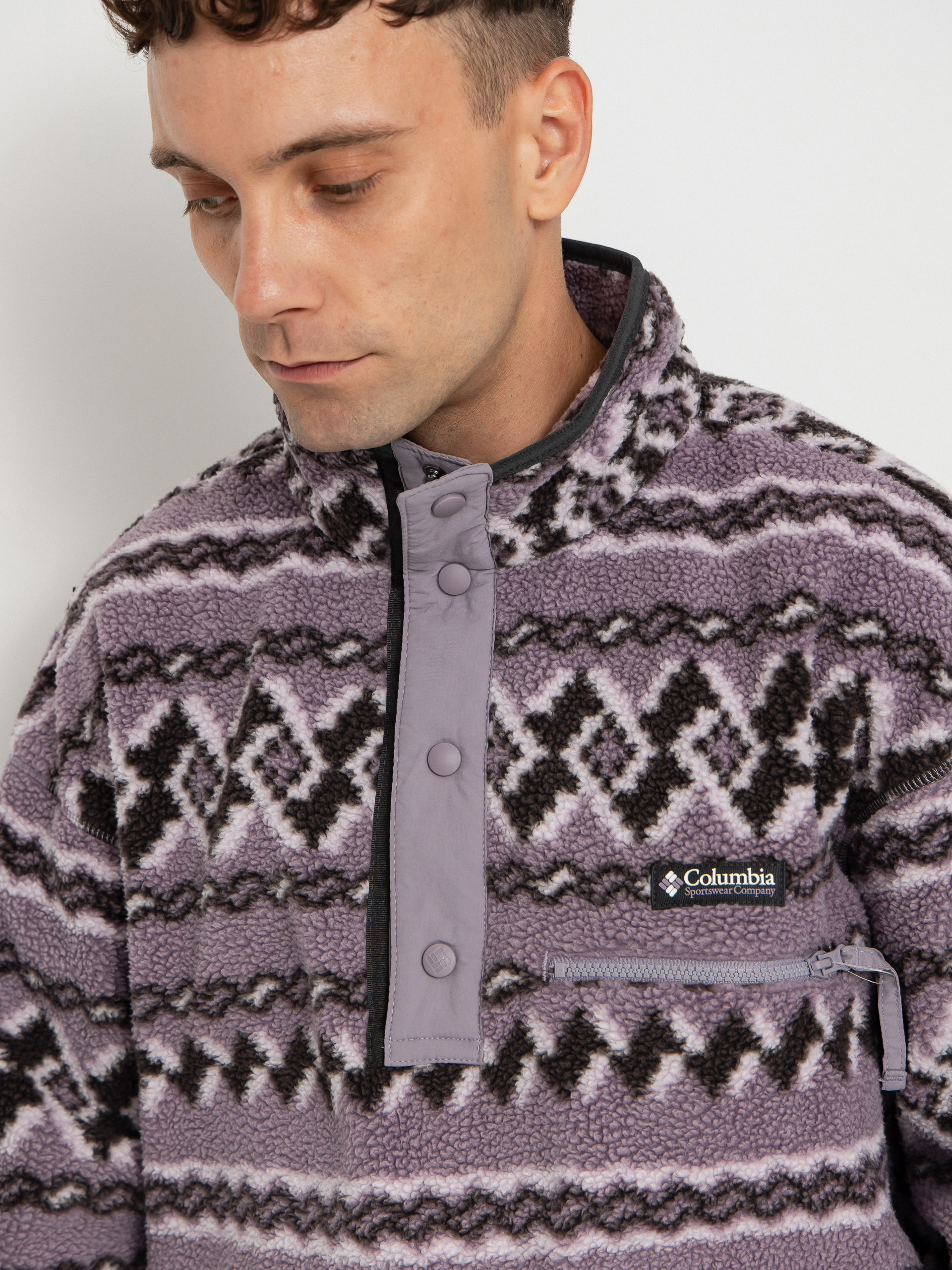 Pánsky Flísová mikina Columbia Helvetia II Printed Half Snap (shale purple knitknot)