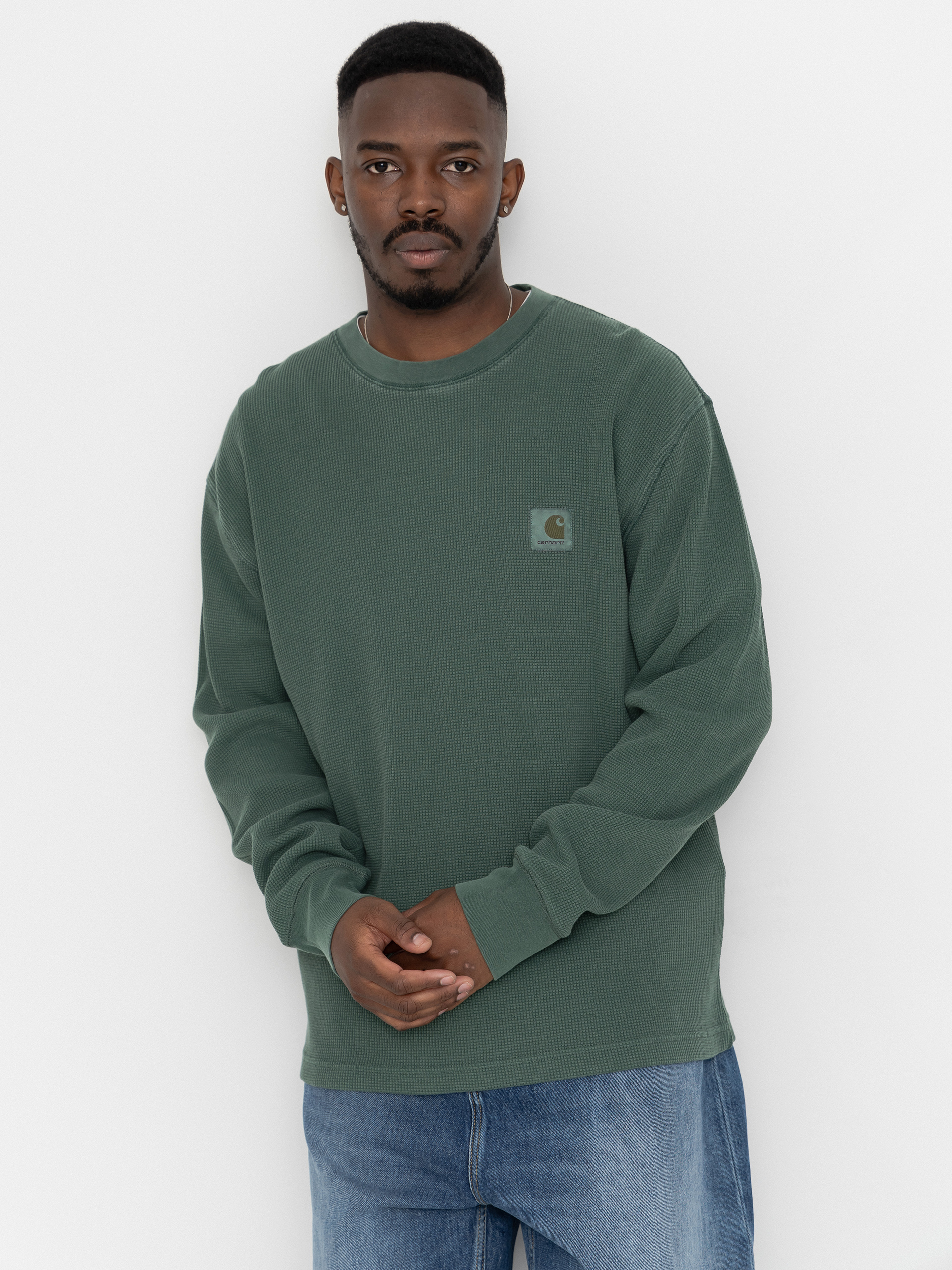 Triko Carhartt WIP Vista Waffle (dark scarab/garment dyed)