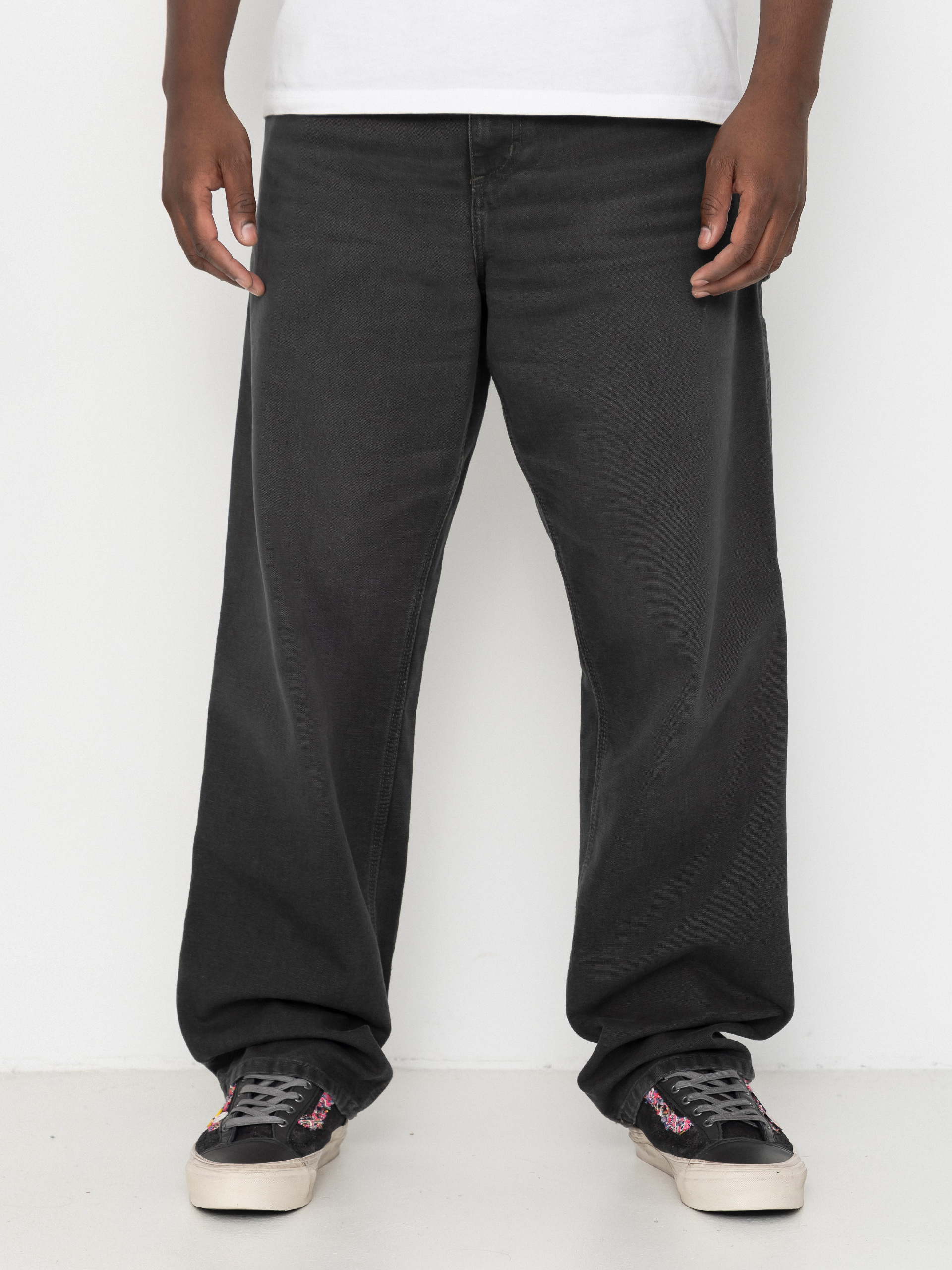 Nohavice Carhartt WIP Single Knee (raven/stone canvas)