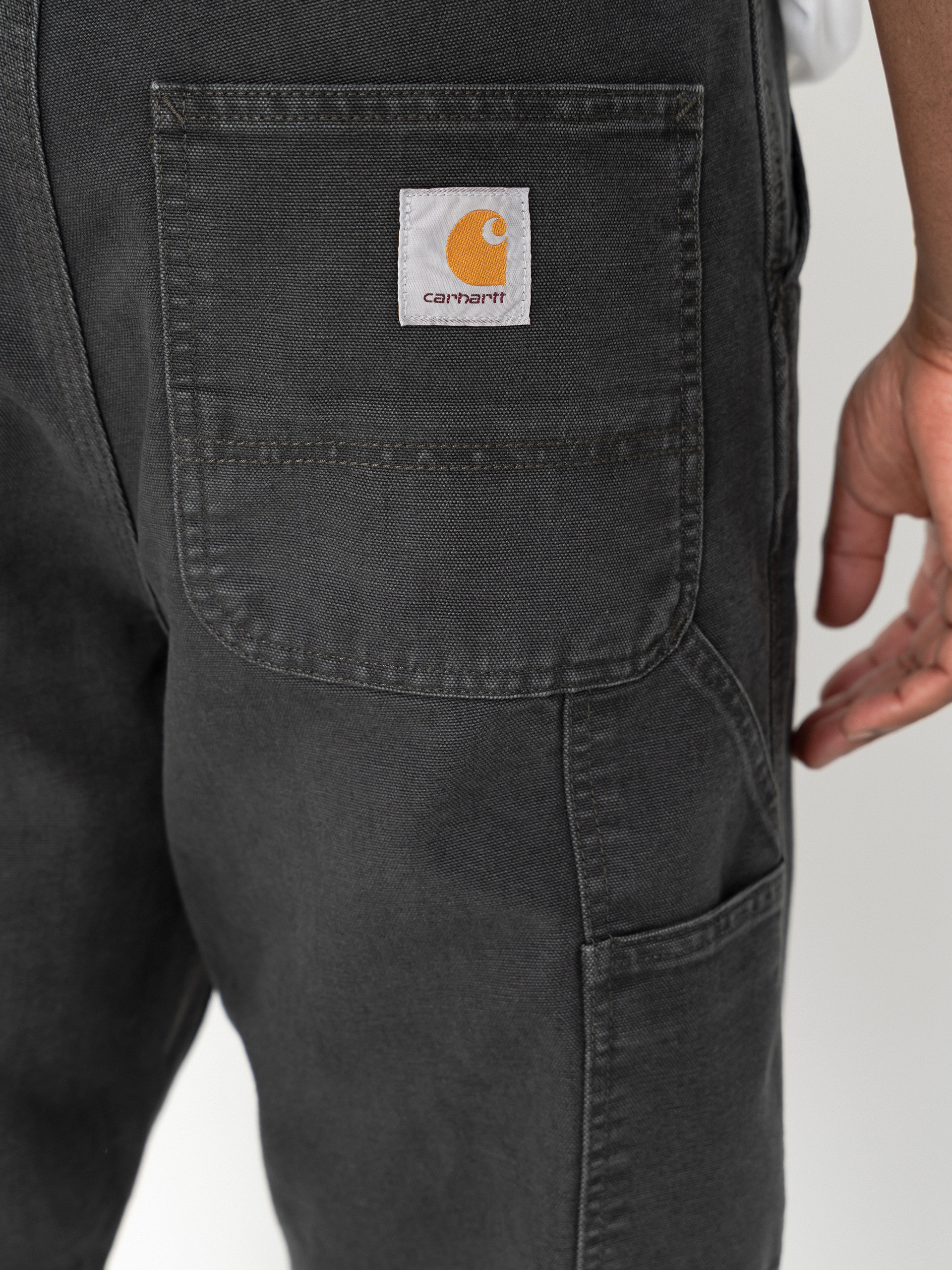 Nohavice Carhartt WIP Single Knee (raven/stone canvas)