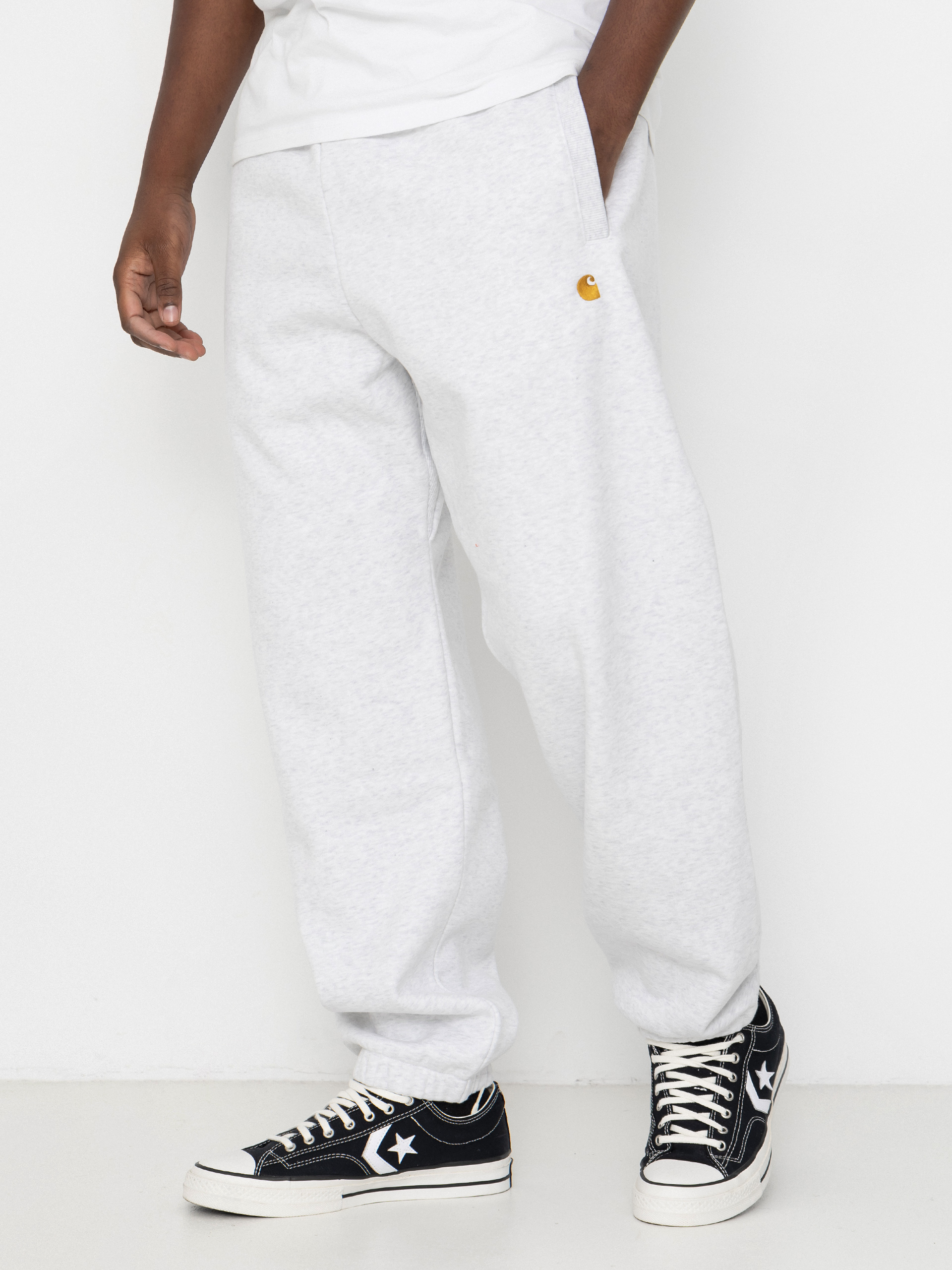 Nohavice Carhartt WIP Chase (ash heather/gold)