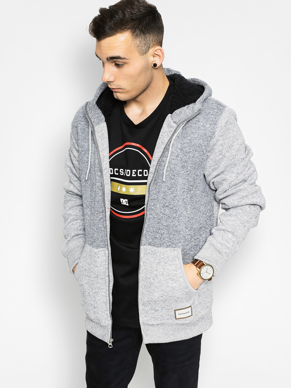 Mikina Quiksilver Keller Sherpa (ligt grey heather)