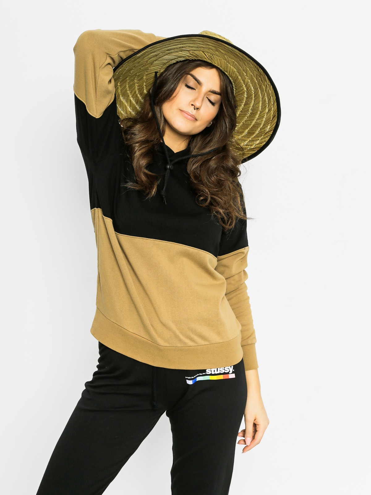 Mikina s kapucňou Stussy Bolsa 2 Tone HD Wmn (black)