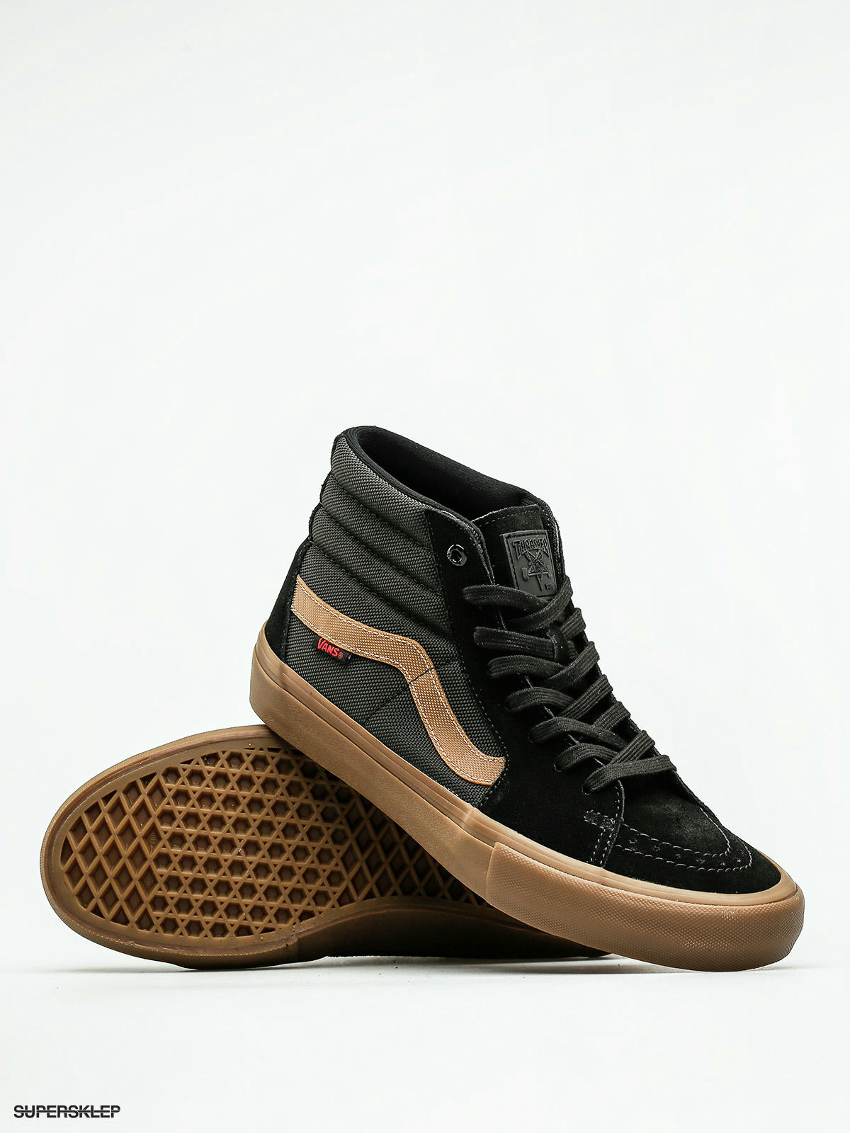 vans x thrasher sk8 hi pro black gum