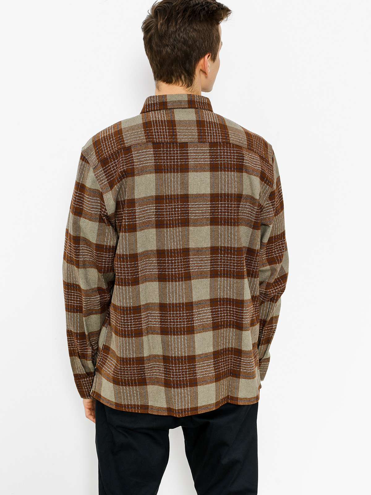 Košeľa Brixton Martel Jje Flannel Ls (brown/grey)