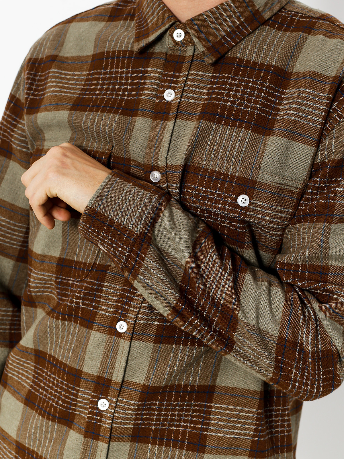 Košeľa Brixton Martel Jje Flannel Ls (brown/grey)