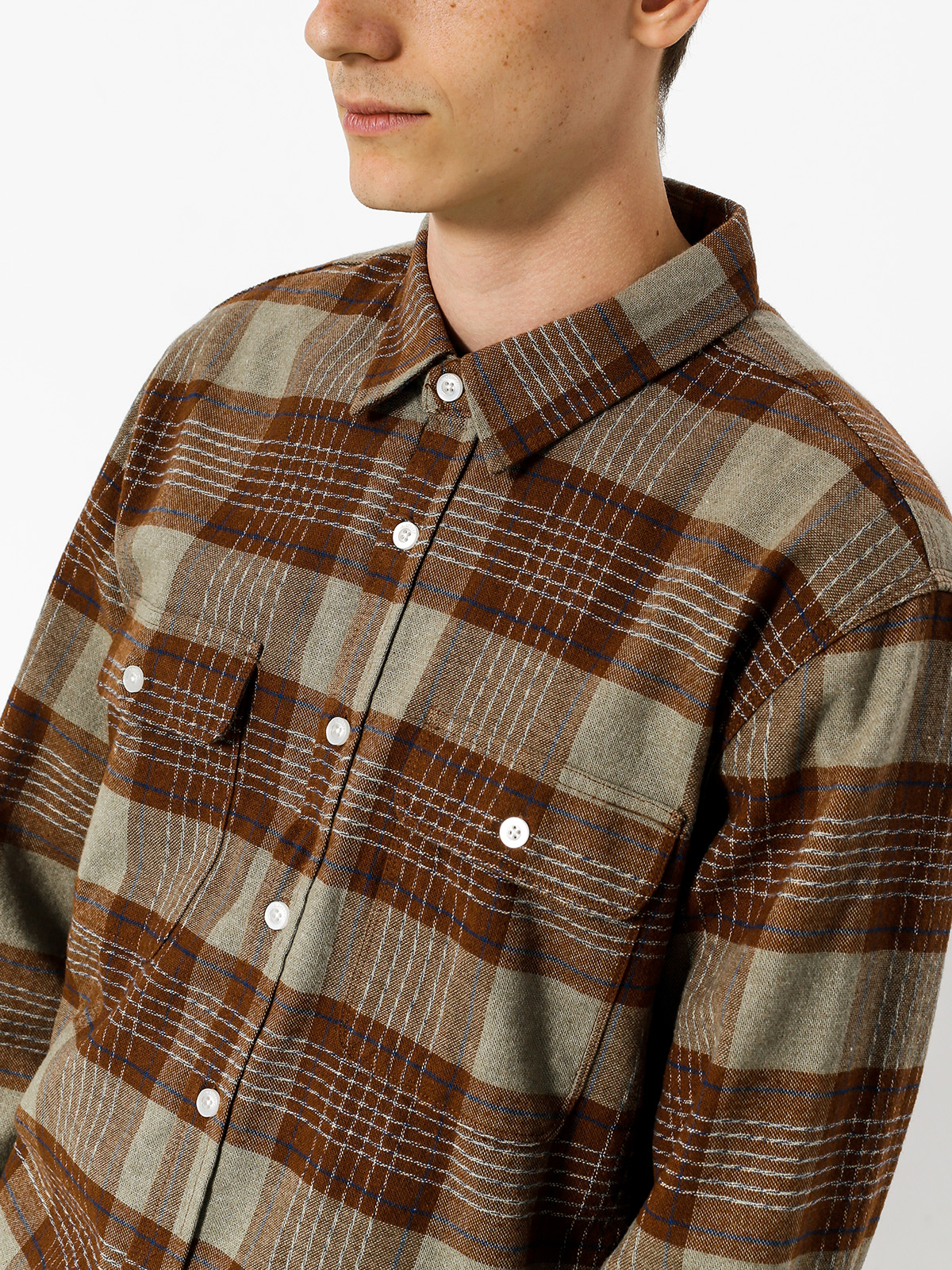 Košeľa Brixton Martel Jje Flannel Ls (brown/grey)