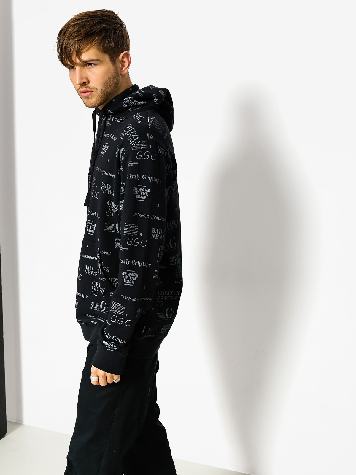 Mikina s kapucňou Grizzly Griptape Front Runner Pull Over HD (black)