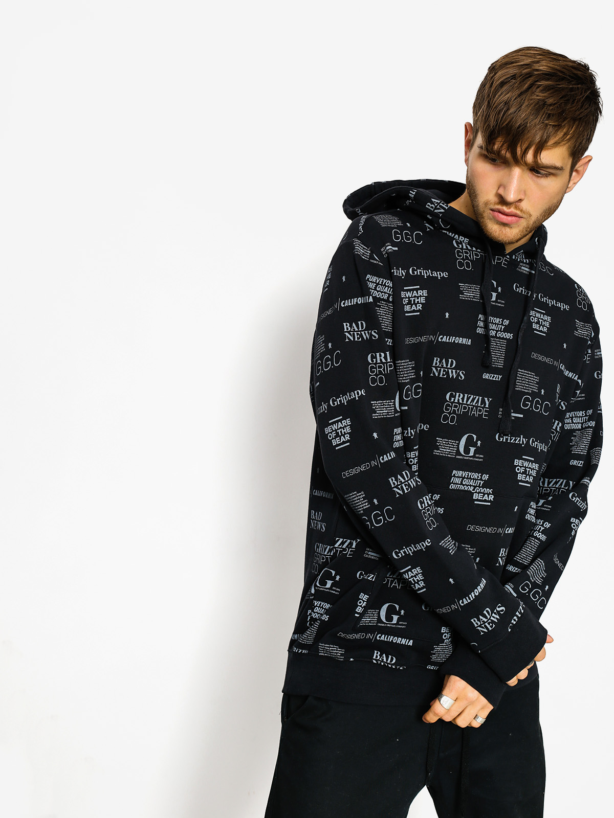 Mikina s kapucňou Grizzly Griptape Front Runner Pull Over HD (black)