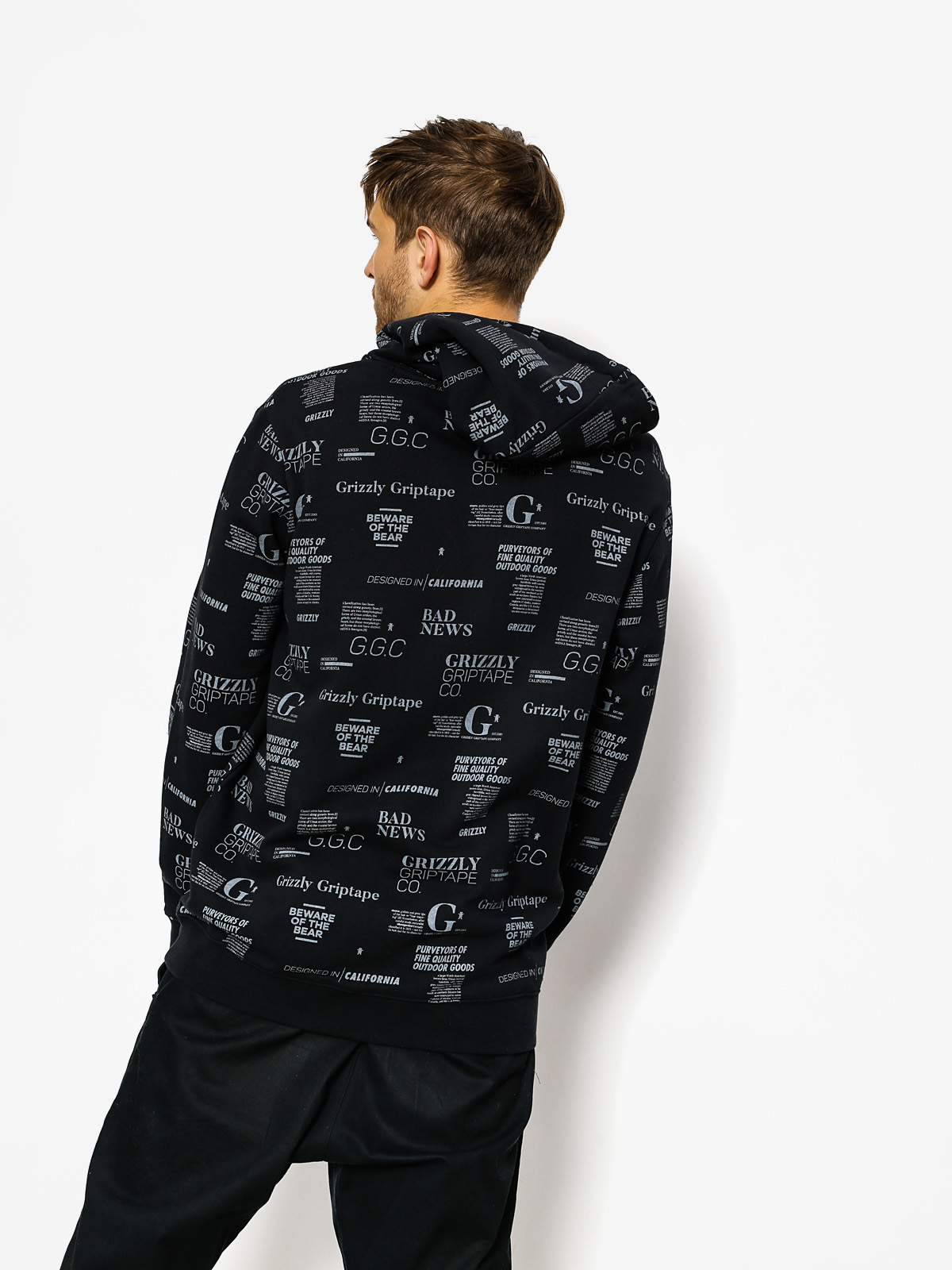 Mikina s kapucňou Grizzly Griptape Front Runner Pull Over HD (black)
