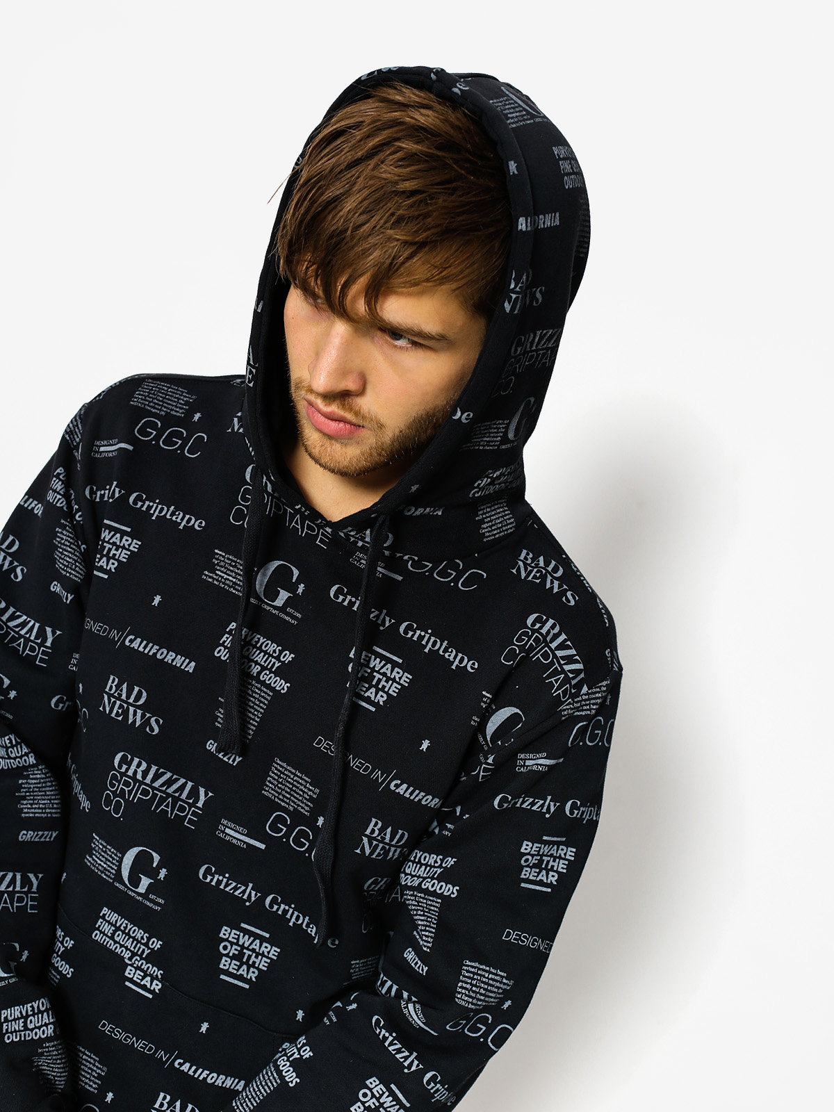 Mikina s kapucňou Grizzly Griptape Front Runner Pull Over HD (black)