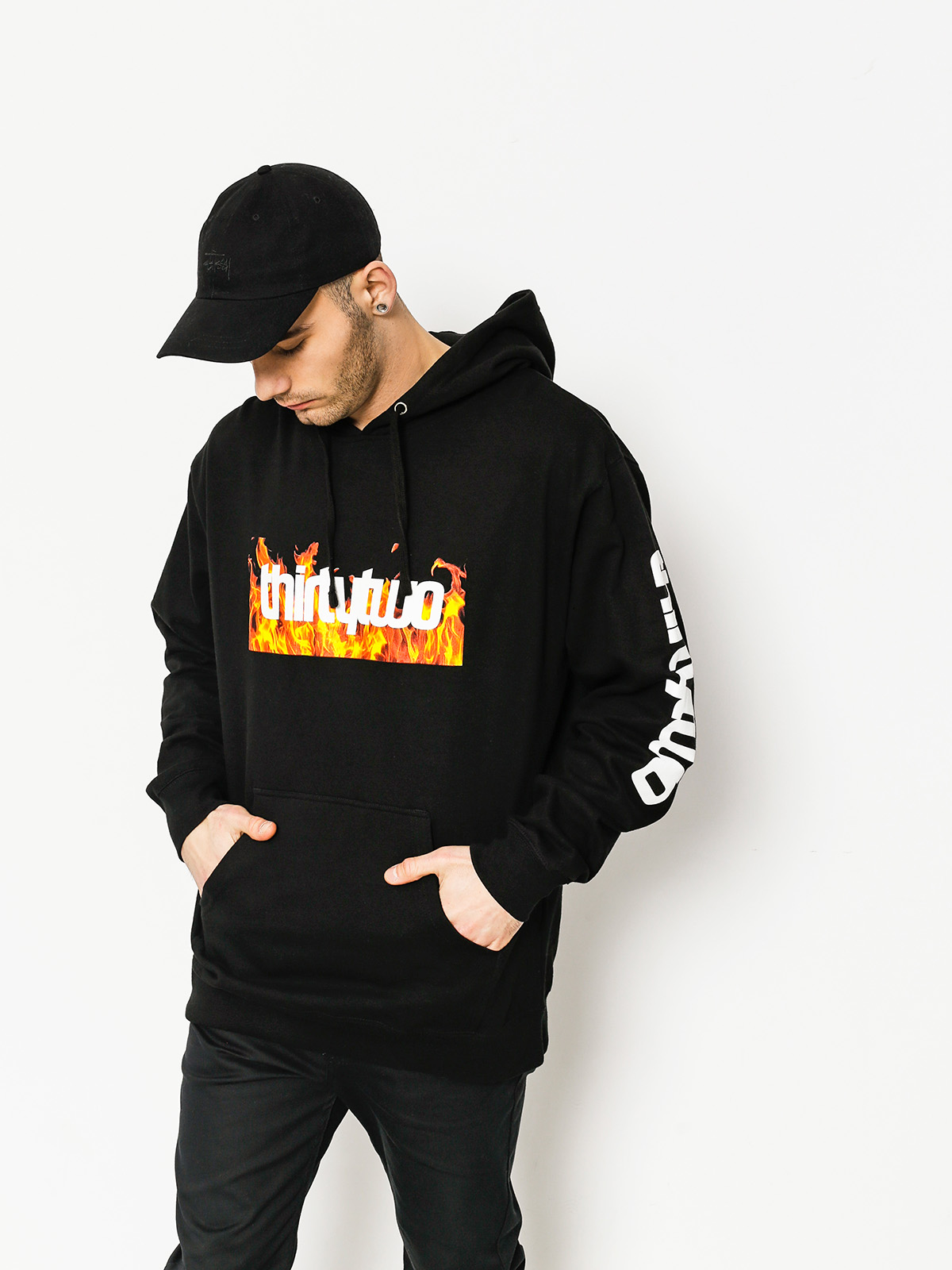 Mikina s kapucňou ThirtyTwo Double Box Flames (black)