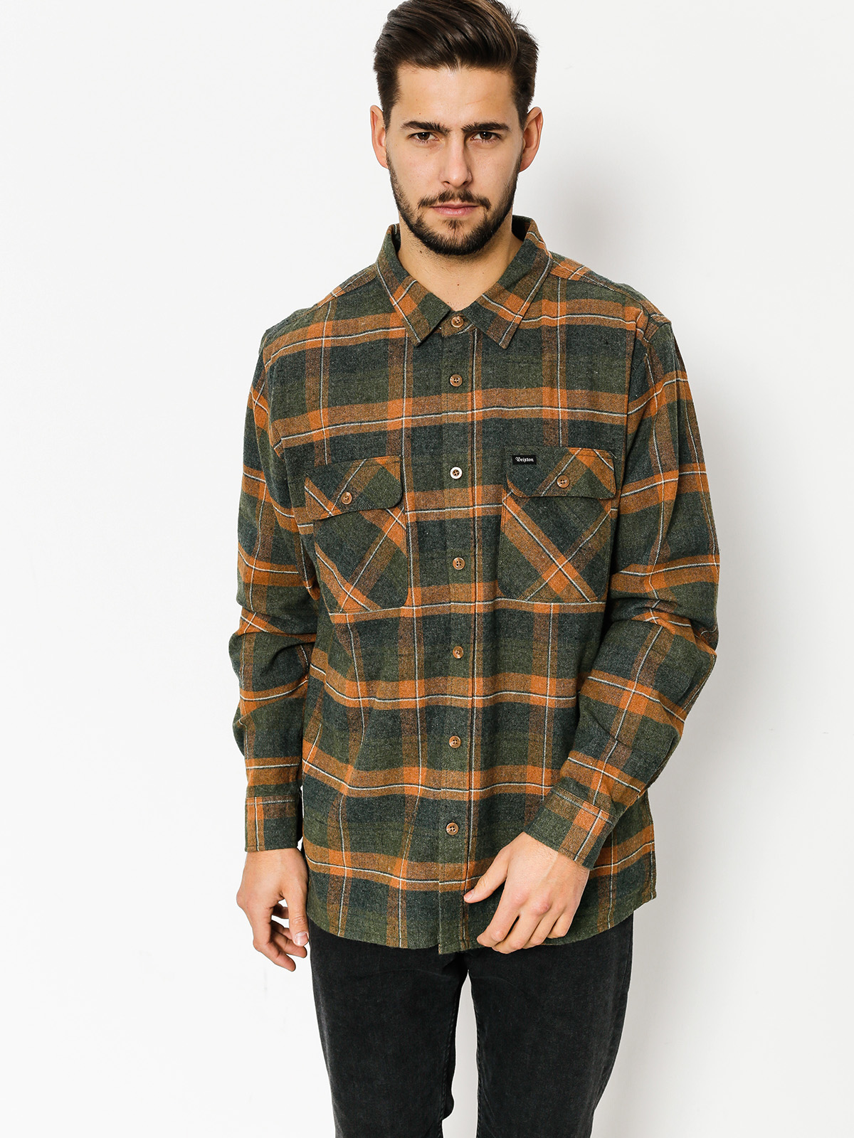 Košeľa Brixton Archie Flannel Ls (green plaid)