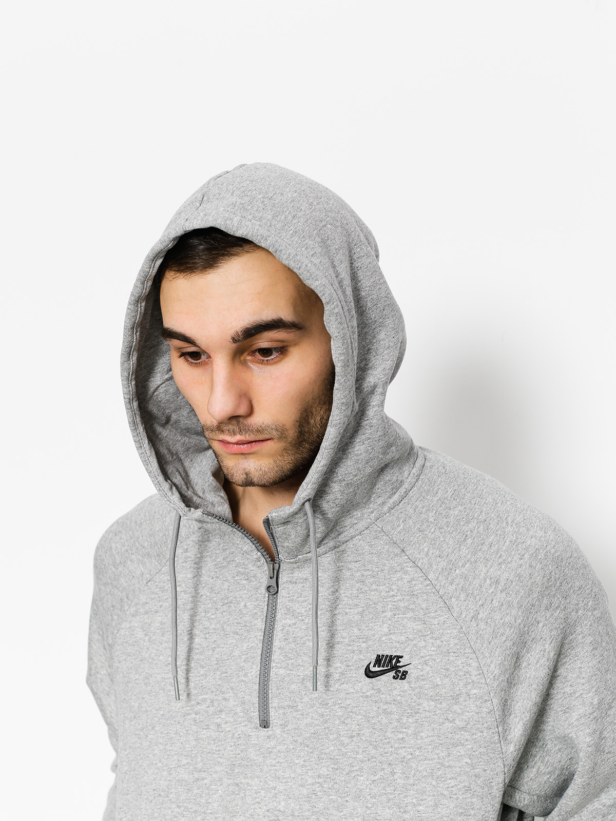 Mikina s kapucňou Nike SB Hoodie Icon Hz HD (dk grey heather/black)