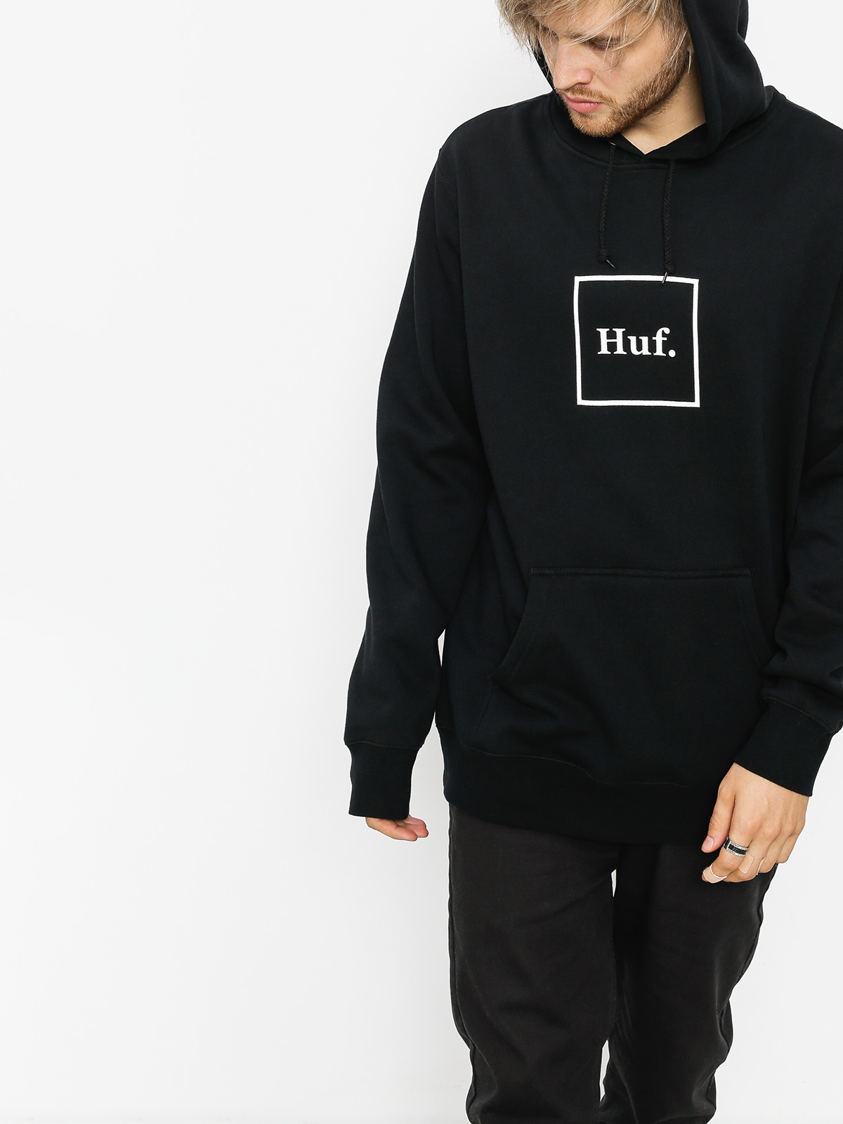 Mikina s kapucňou HUF Box Logo HD (black)