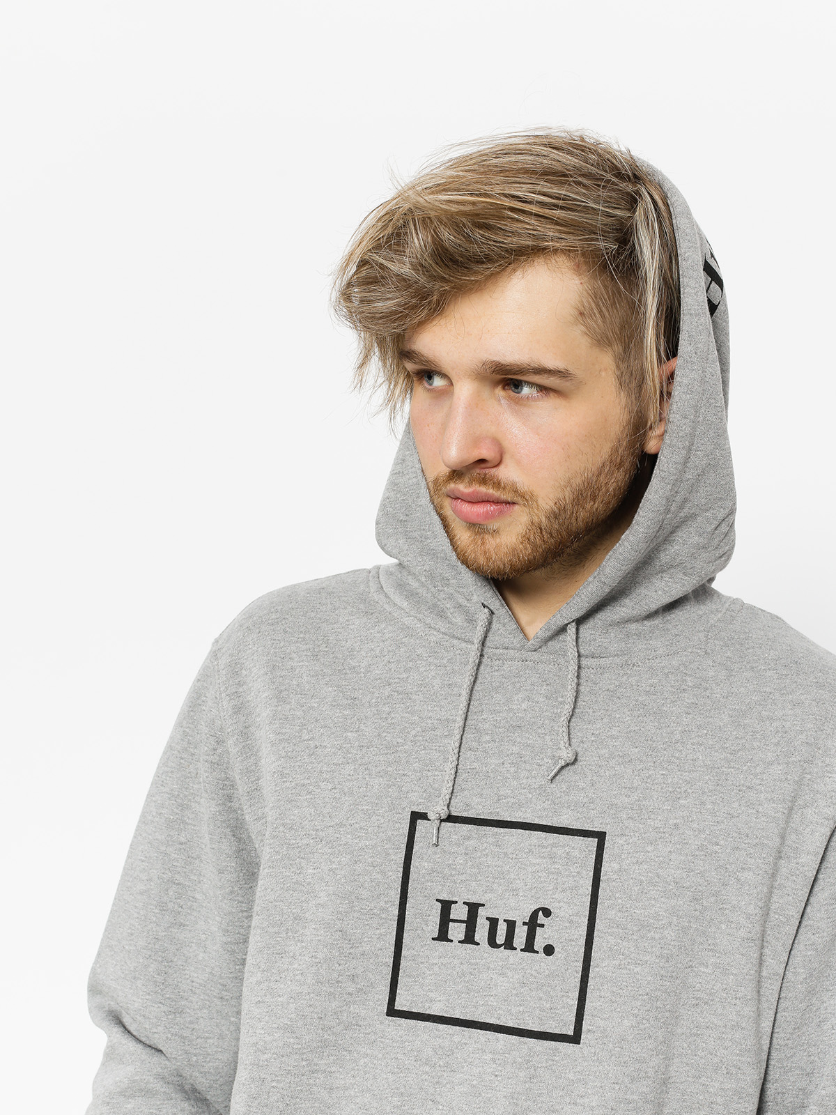 Mikina s kapucňou HUF Box Logo HD (grey heather)