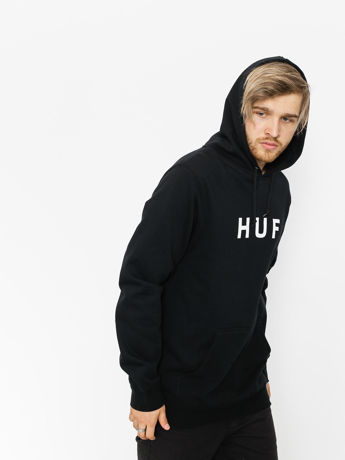 Mikina s kapucňou HUF Essentials Og Logo HD (black)