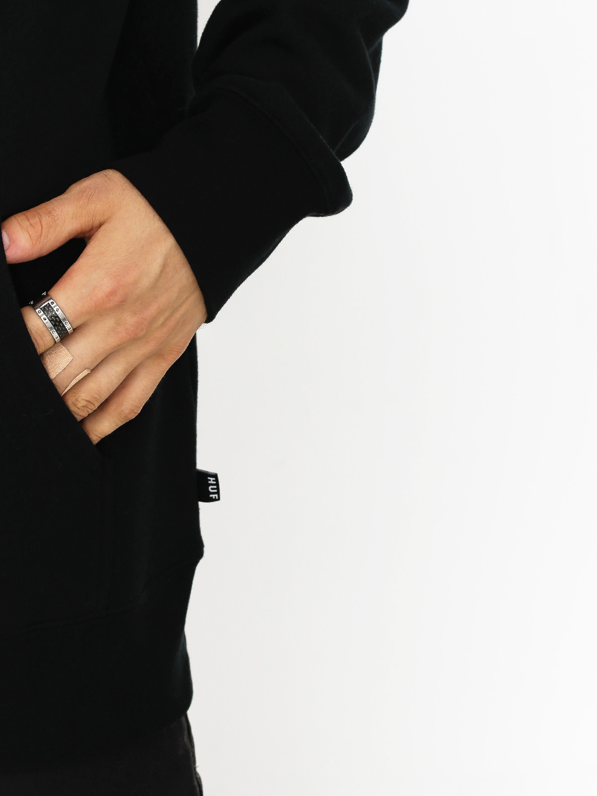 Mikina s kapucňou HUF Essentials Og Logo HD (black)