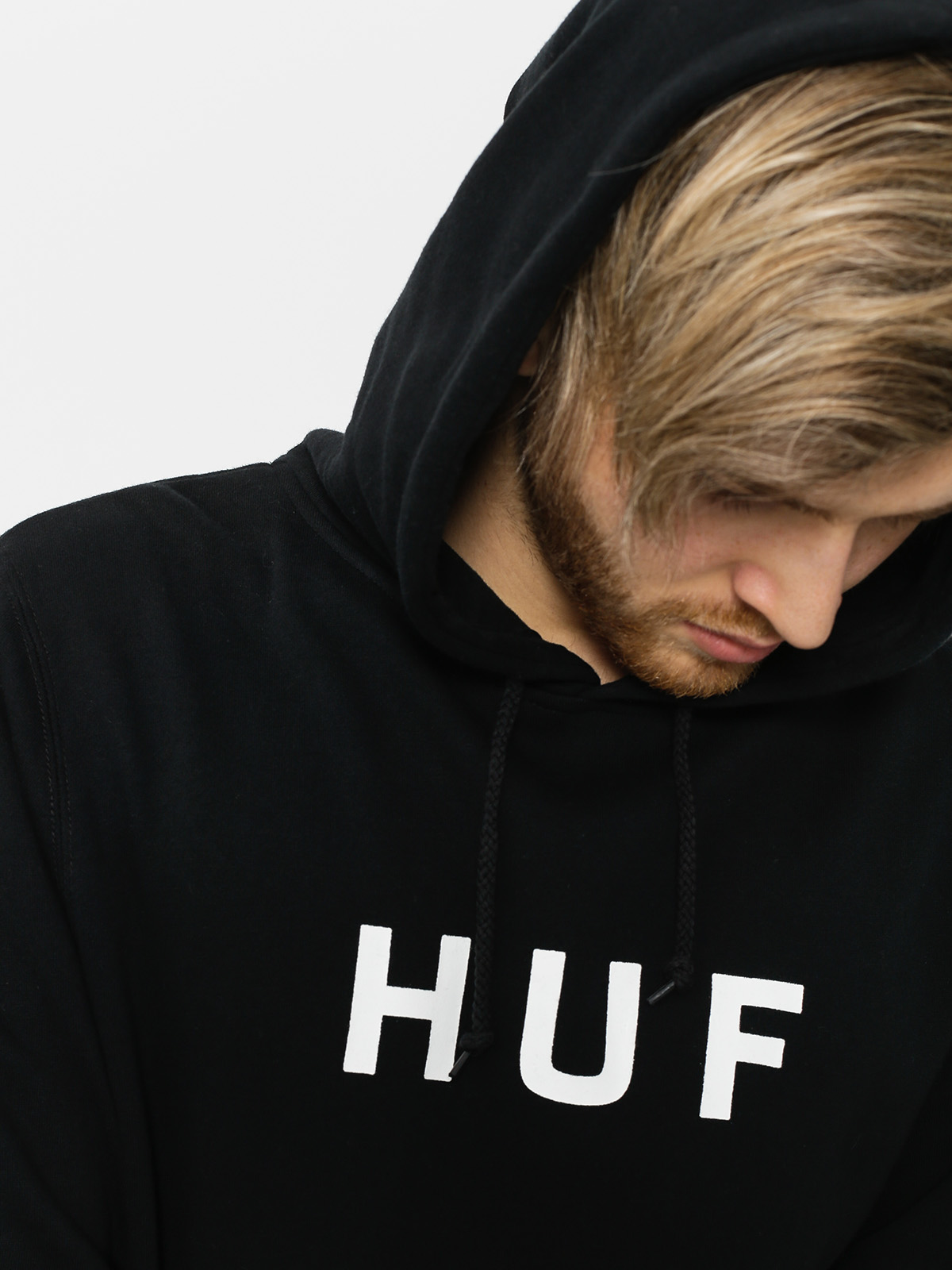 Mikina s kapucňou HUF Essentials Og Logo HD (black)
