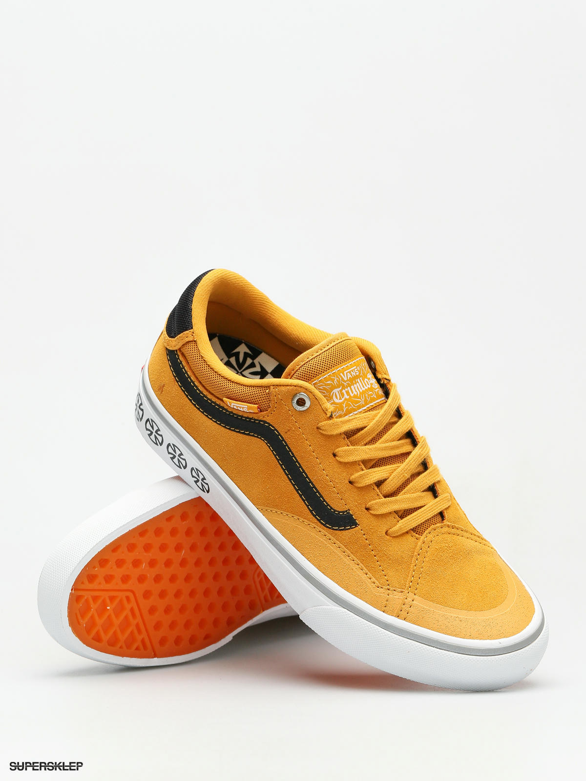 vans x independent tnt adv prototype sunflower & white skate shoes