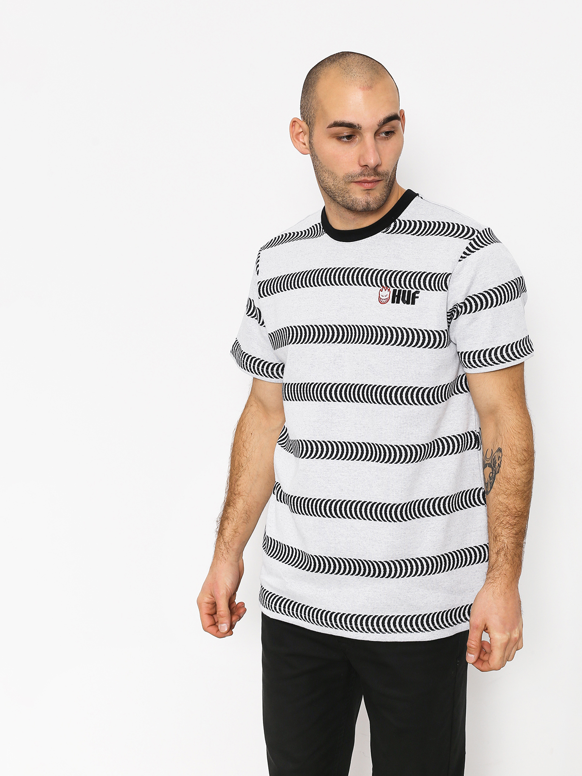 Tričko HUF Spitfire Striped Knit (white)